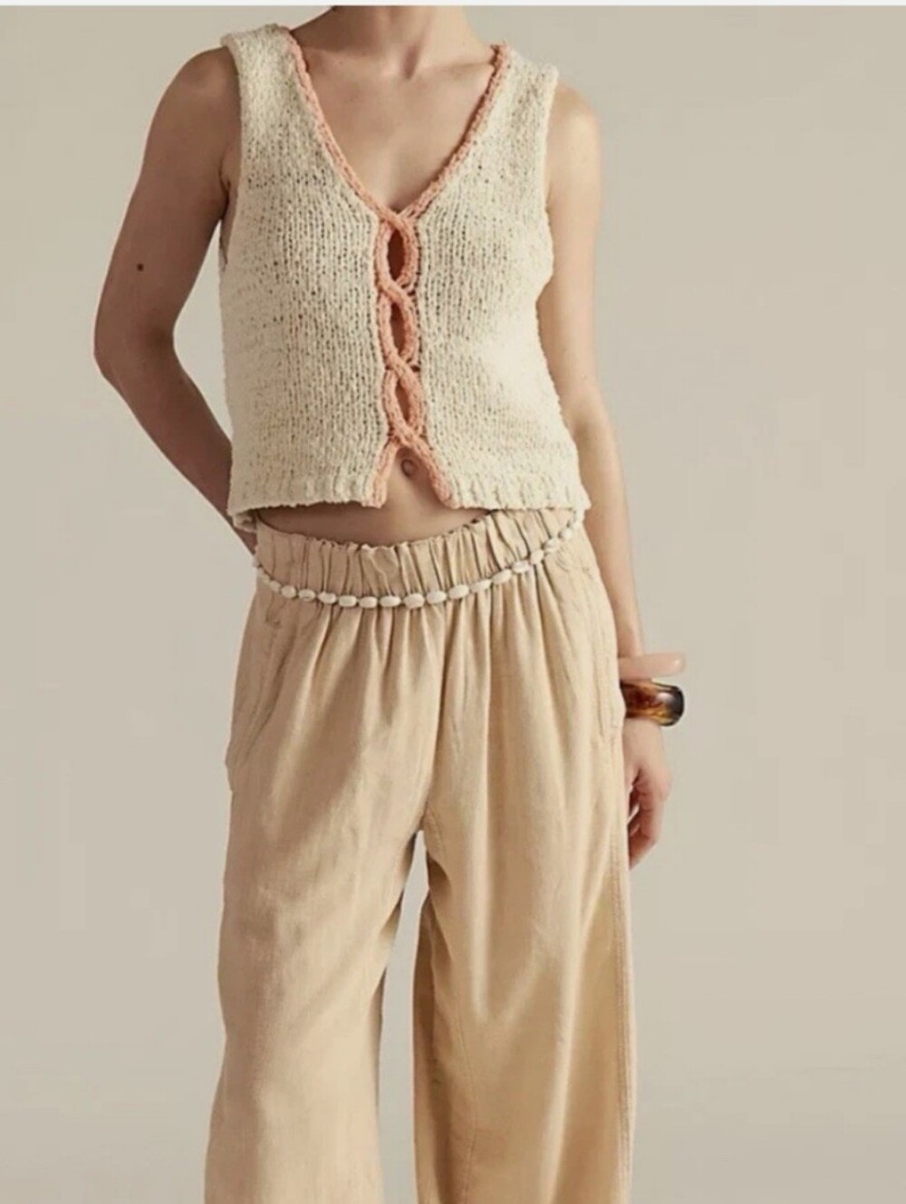 Free People NWT Sicily Reversible Ivory Shell Sweater Top - Picture 4 of 9
